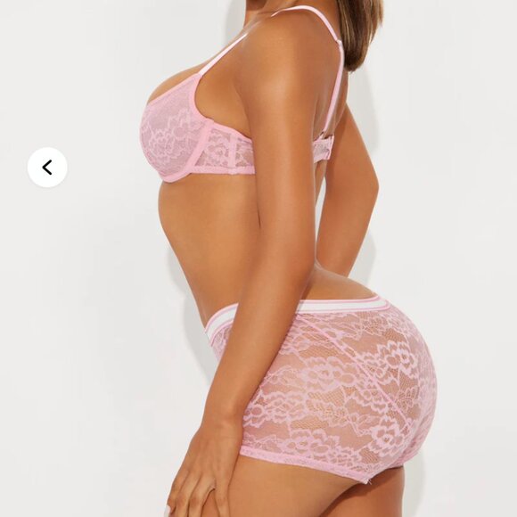 Von Dutch Lace Underwire Bra And Boxer Short 2 Piece Set Size Large - Pink NWT - Picture 3 of 3